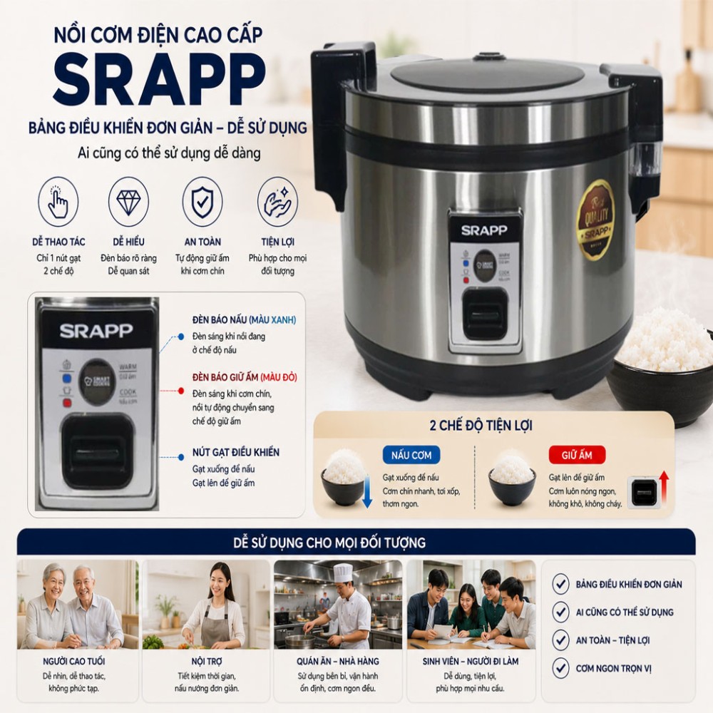 Nồi cơm điện công nghiệp SRAPP SH-8008 - Hàng chính hãng