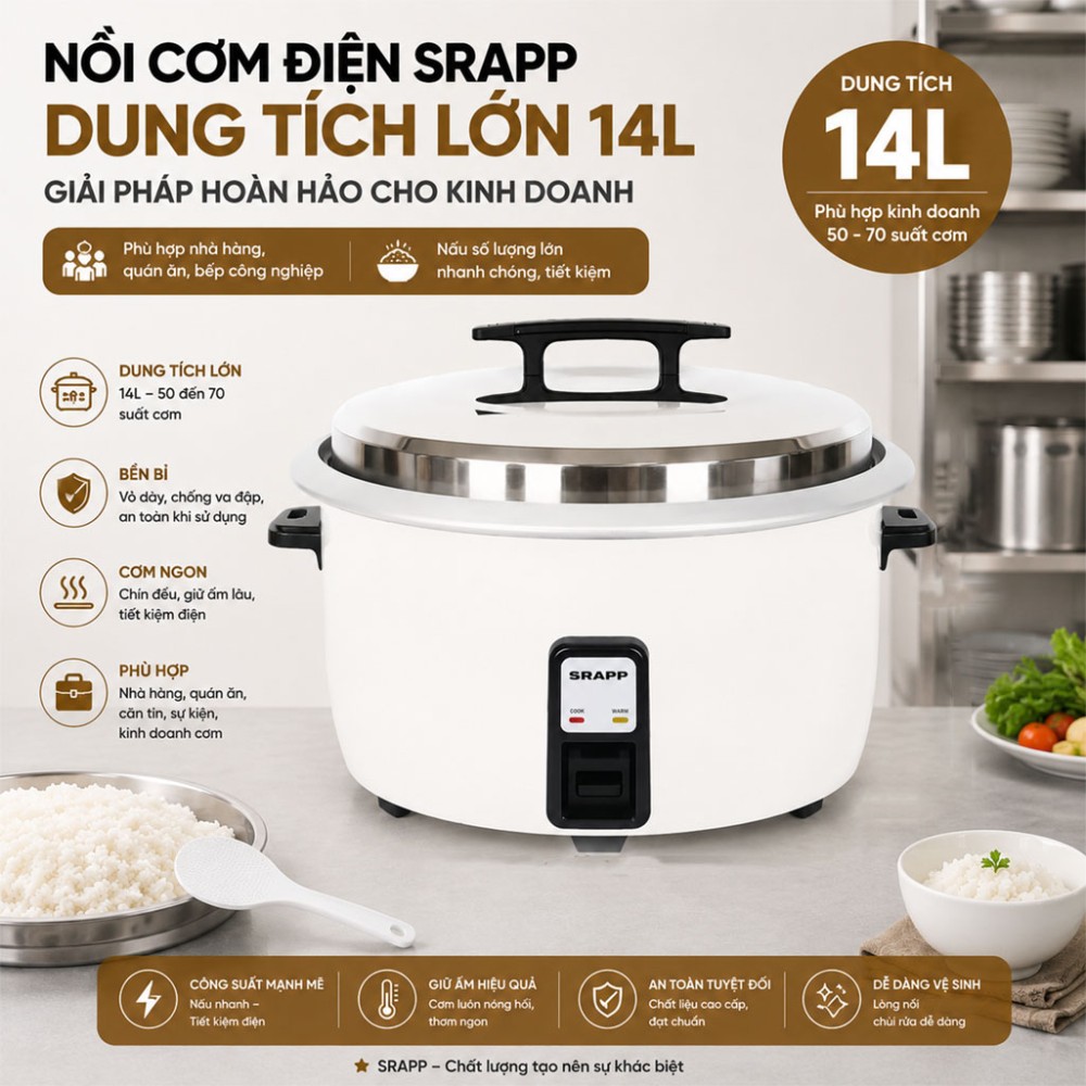 Nồi cơm điện công nghiệp SRAPP SH-NC148 14L - Hàng chính hãng