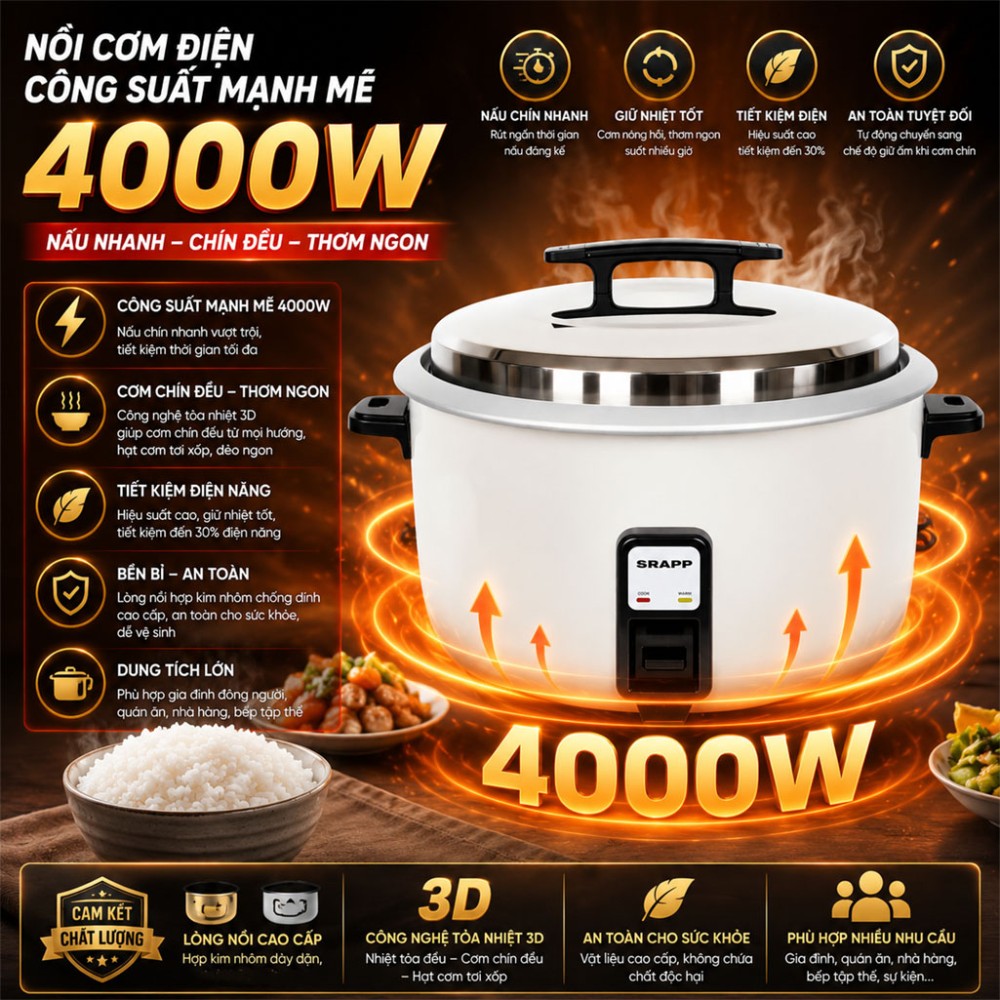 Nồi cơm điện công nghiệp SRAPP SH-NC148 14L - Hàng chính hãng