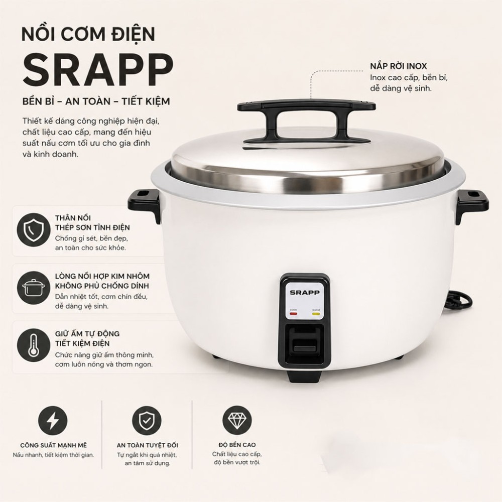Nồi cơm điện công nghiệp SRAPP SH-NC148 14L - Hàng chính hãng