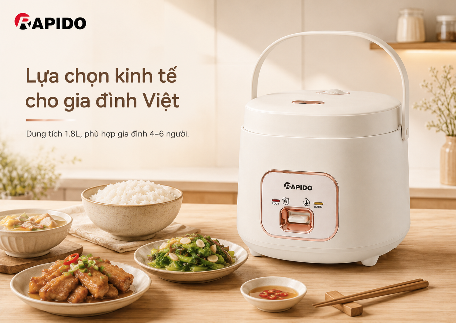 Nồi cơm điện lòng inox 1.8 Lít Rapido RC - 1.8M3S 14 2a313229 4c98 4b1e aaae 8887fb5f9b9a