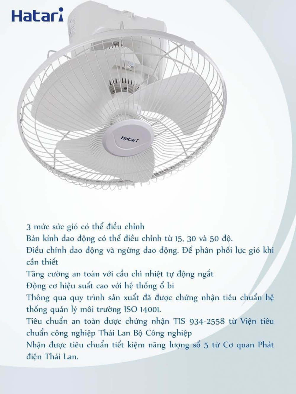 Quạt đảo trần Thái Lan Hatari HT-C16R1 có Remote