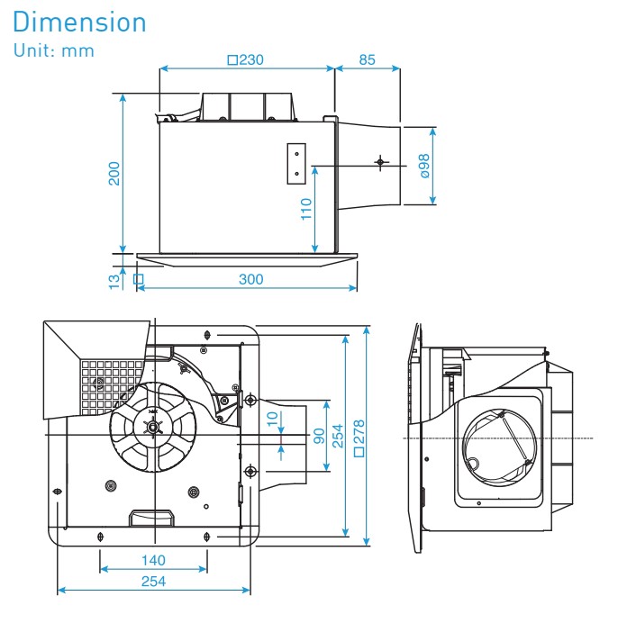 bản-vẽ-kỹ-thuật-quạt-hút-âm-trần-FV-24CU-FV-24CD-FV-24CH