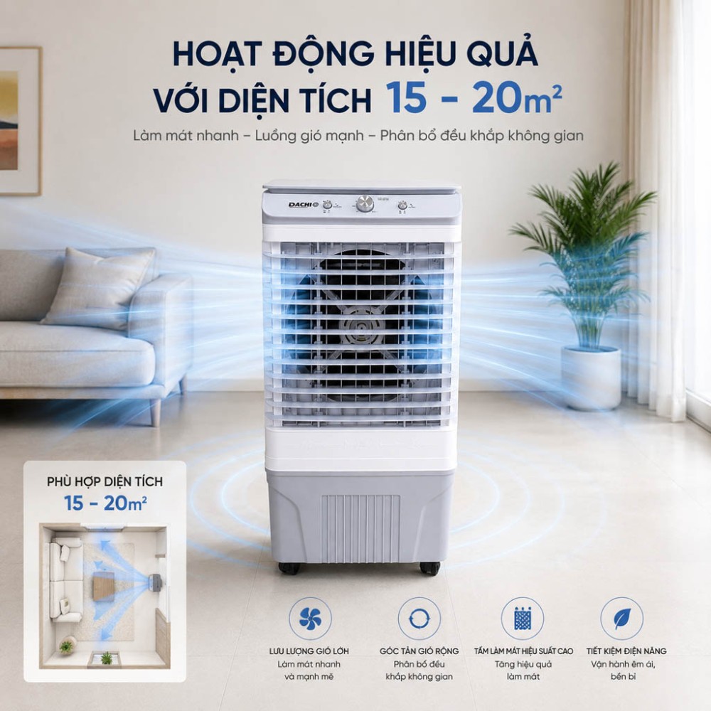 Quạt làm mát hơi nước Daichi HA-626 - Hàng chính hãng