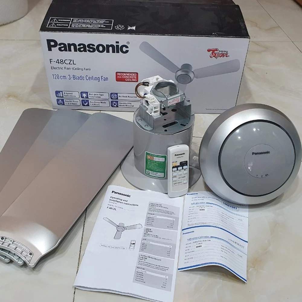 Quạt trần 3 cánh có điều khiển Panasonic F-48CZL - Thiết bị điện Minh Lights