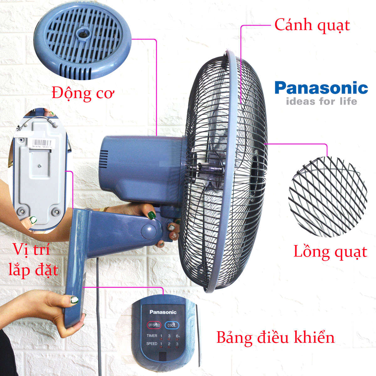Quạt treo tường Panasonic F‑409M có khiển, xuất xứ Malaysia, bảo hành 12 tháng
