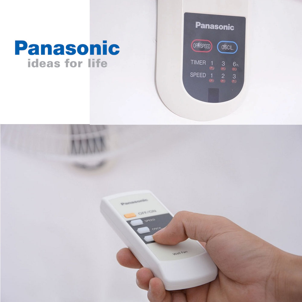 Quạt treo tường Panasonic F‑409M có khiển, xuất xứ Malaysia, bảo hành 12 tháng
