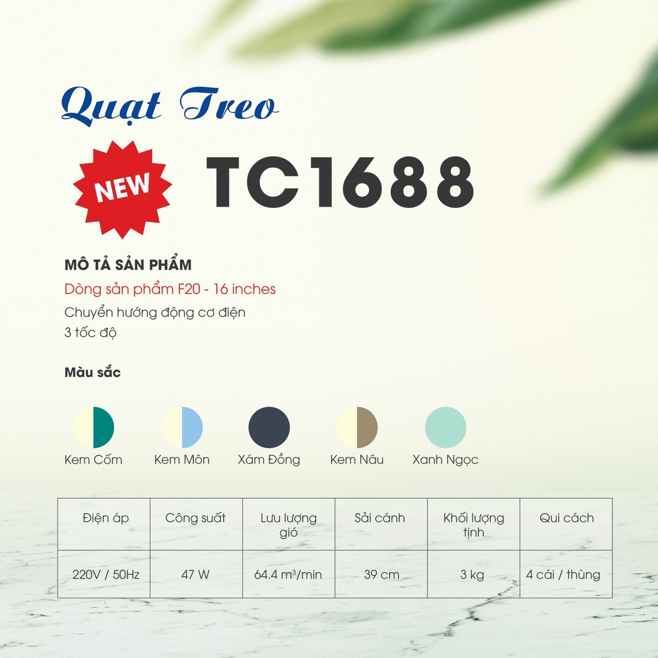 Mô tả sản phẩm quạt Senko TC1688
