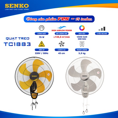 Quạt treo tường Senko TC1883 sải cánh 43cm | Winline.vn