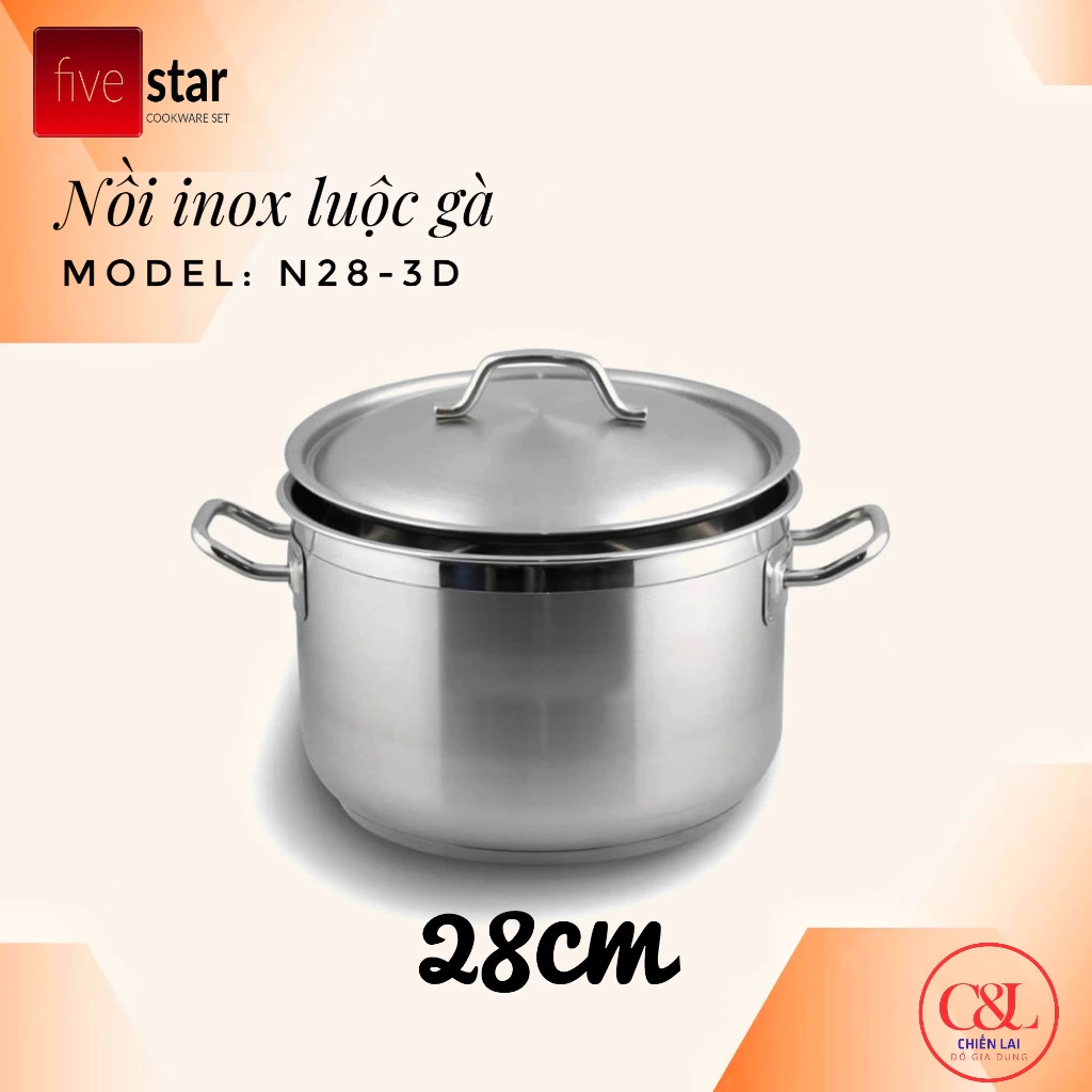 Nồi Inox 28cm Fivestar NẮP KÍNH