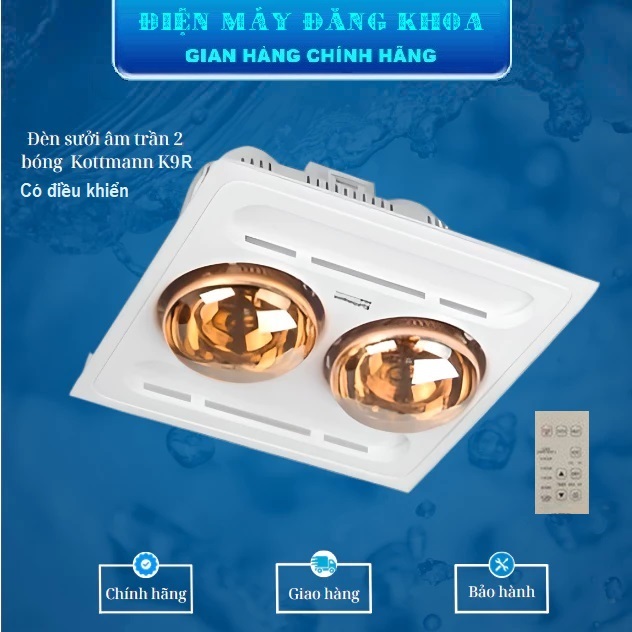 Đèn sưởi nhà tắm Kottmann 2 bóng âm trần K9R có khiển