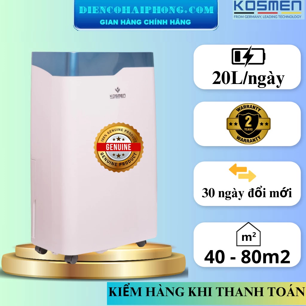 Máy Hút Ẩm 20L Kosmen KM-20N phòng dưới 75m2