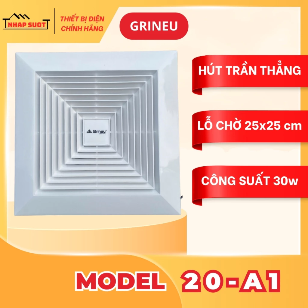Quạt hút âm trần Grineu GET20-A1 20cm