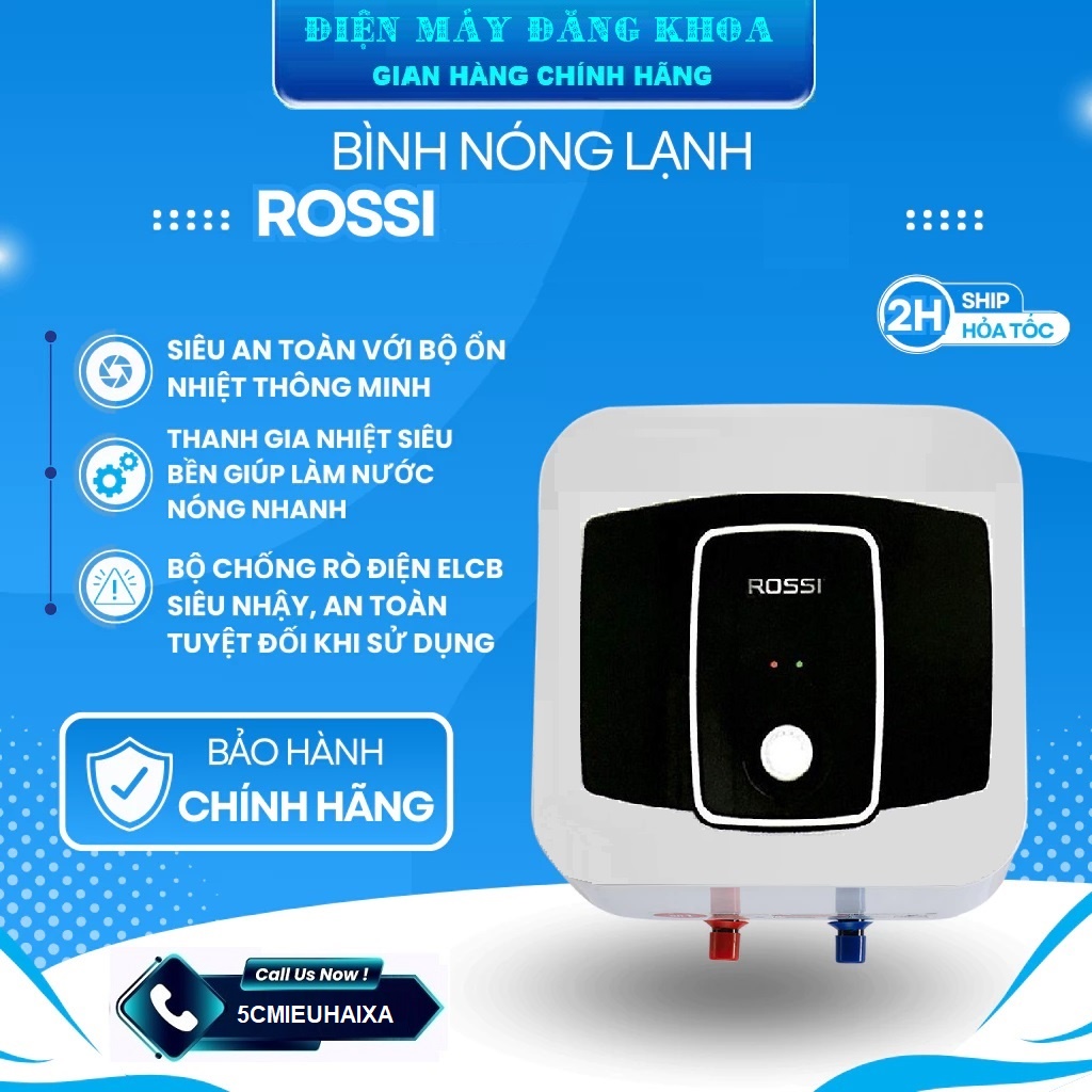 Bình tắm nóng lạnh Rossi Puro 30 lít vuông RPO 30SQ