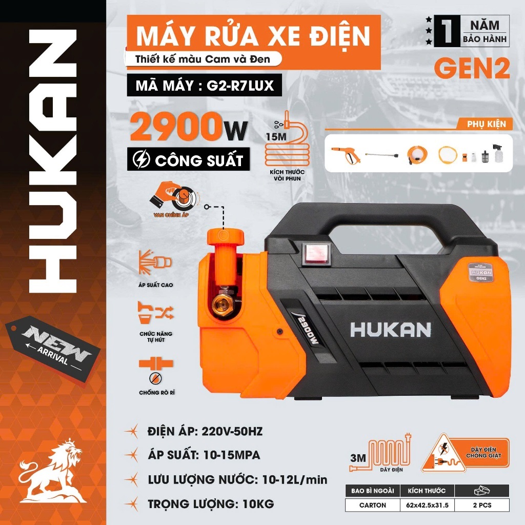 Máy Rửa Xe , Vệ sinh máy lạnh HUKAN Gen 2 G2- R7 LUX 2900w