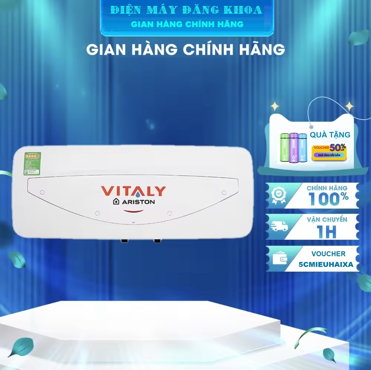 Bình nóng lạnh ngang Ariston VITALY 20 lít
