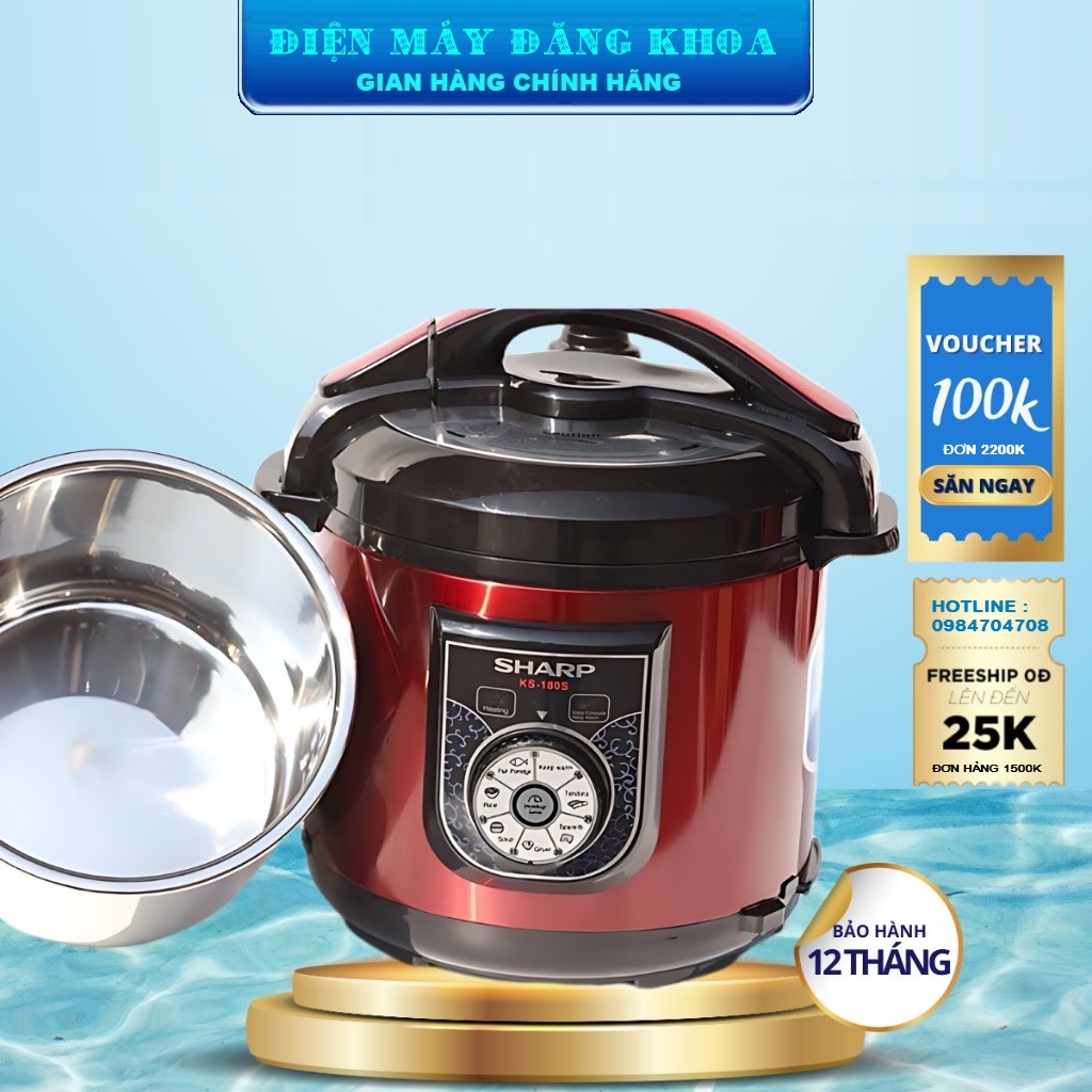 Nồi Áp Suất Điện Đa Năng Sharp KS-1800 Lòng Inox 6L