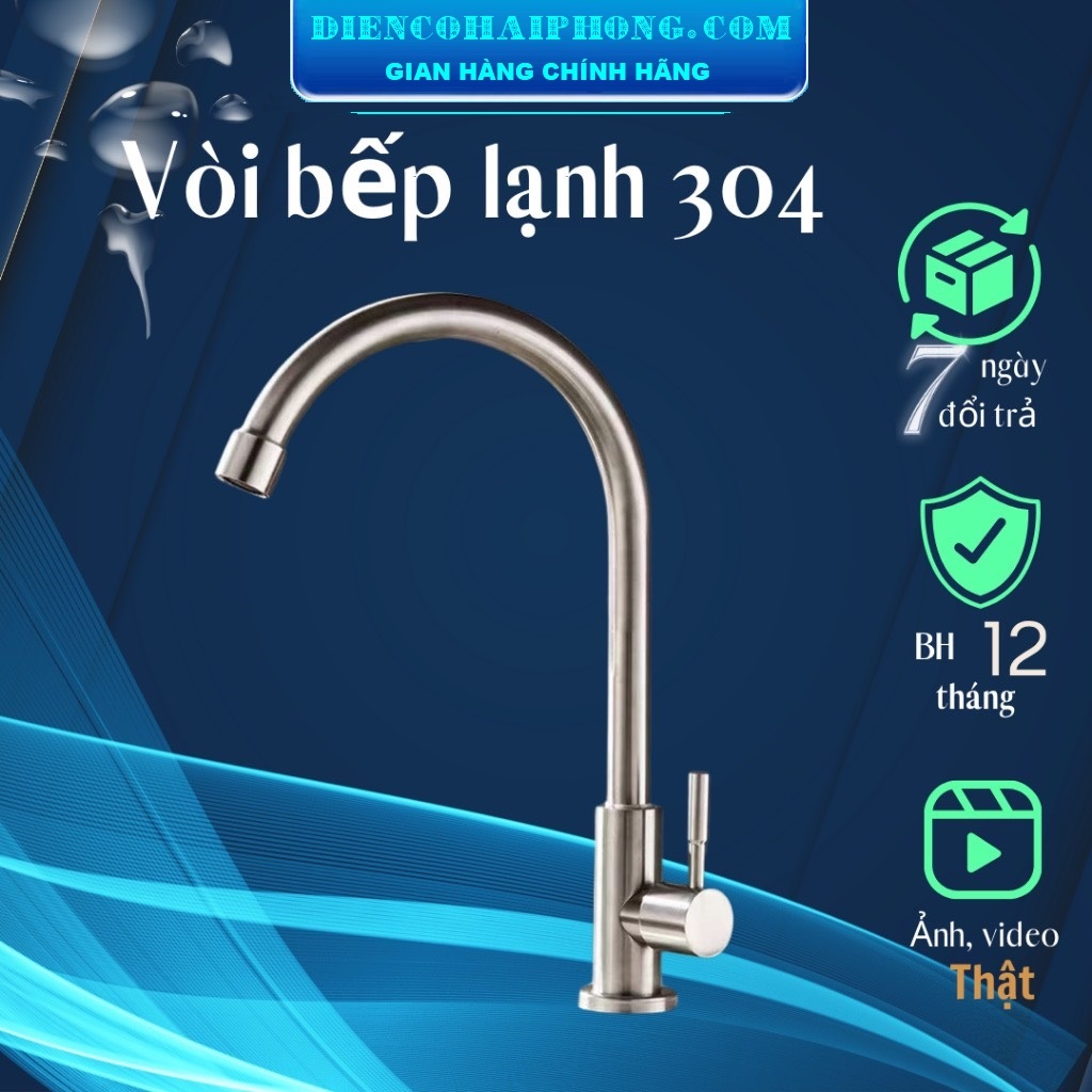 Vòi chậu rửa bát inox 304 1 đường lạnh