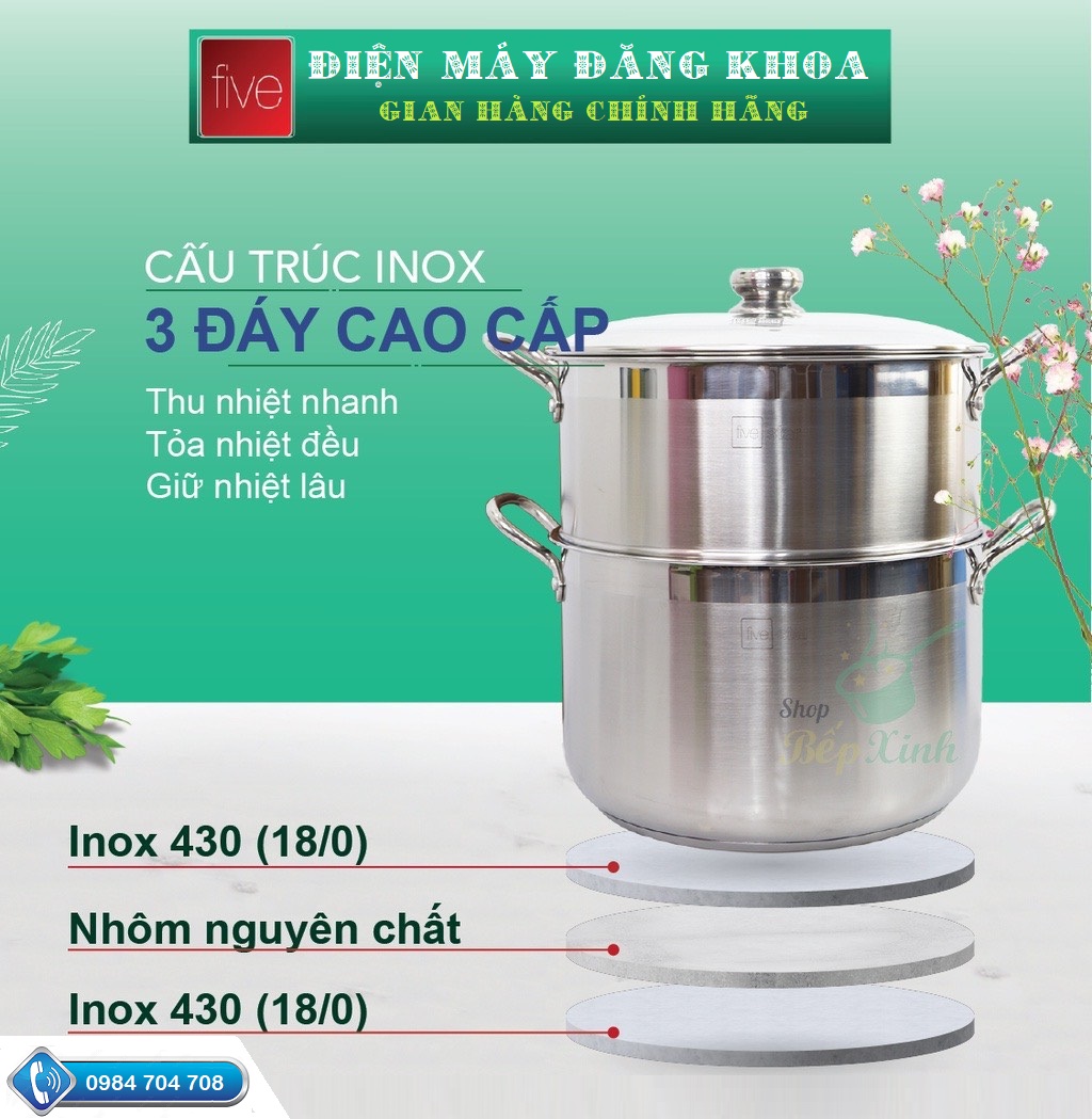 Bộ Nồi Xửng Hấp Fivestar 28cm Dùng Bếp Từ