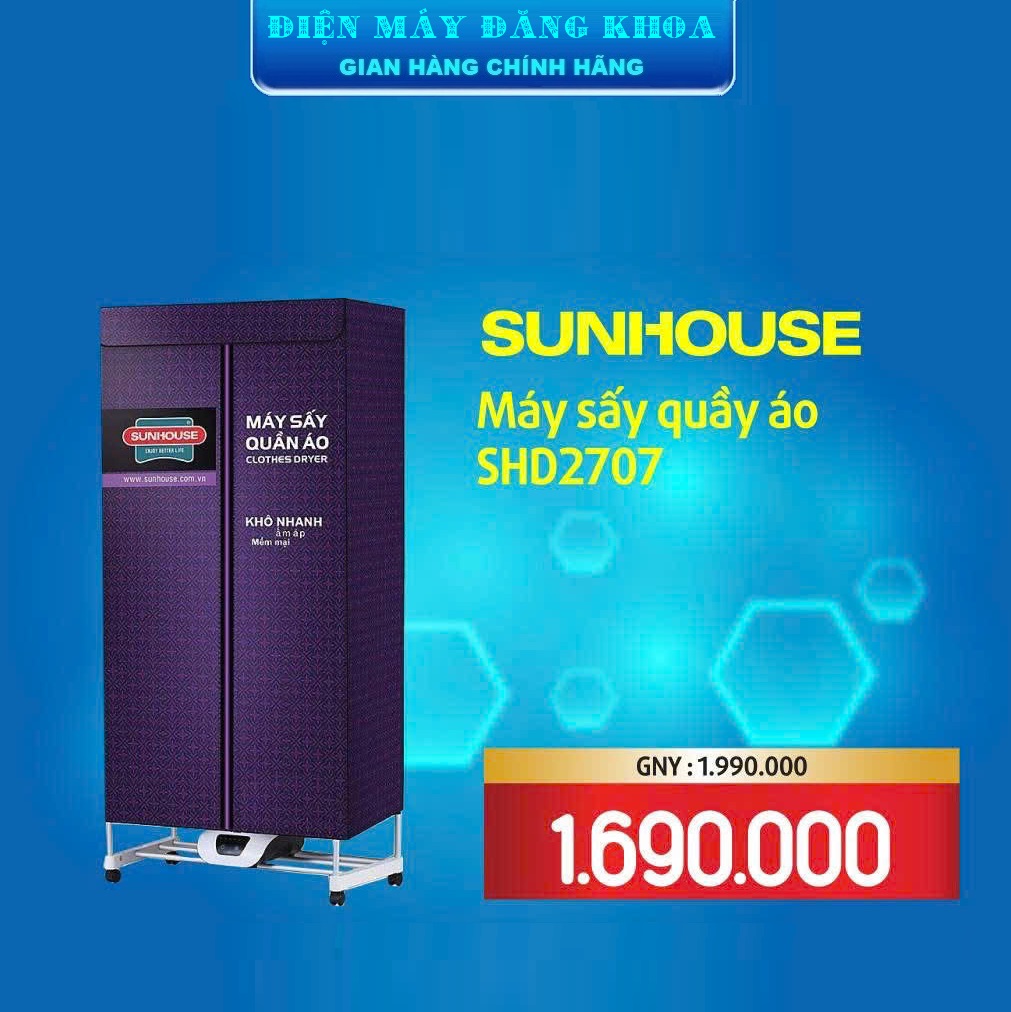 MÁY SẤY QUẦN ÁO SUNHOUSE SHD2707 ( 1400W , tủ to 90cm )
