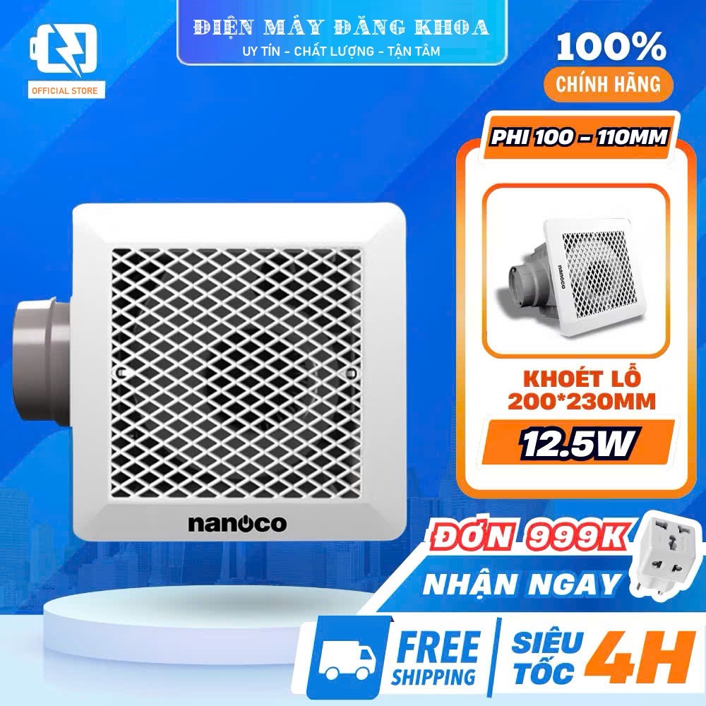 QUẠT HÚT ÂM TRẦN NANOCO NCV2020-C CÓ ỐNG DẪN 302x302mm