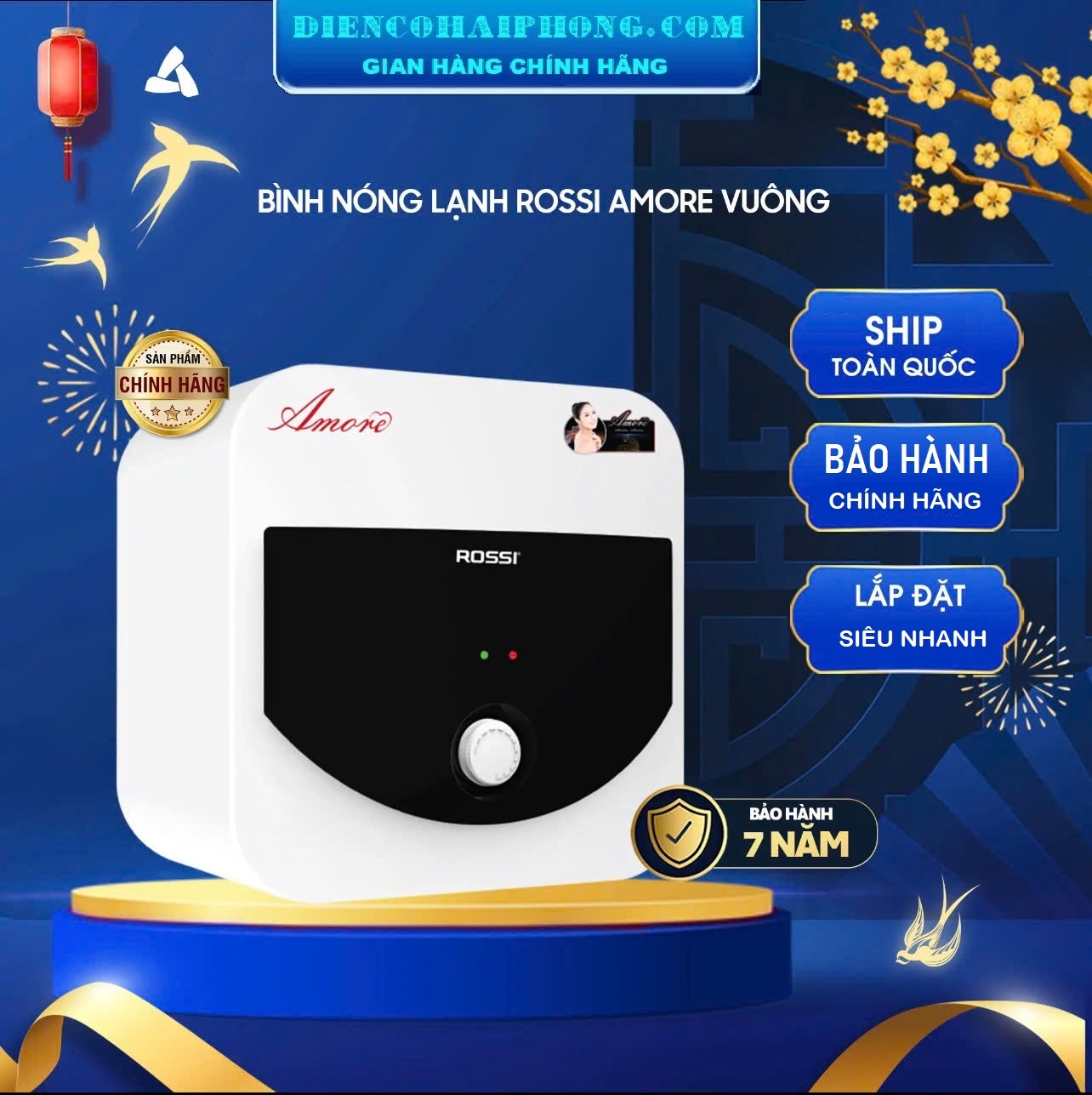 Bình nóng lạnh vuông Rossi Amore RAM 20SQ 20L