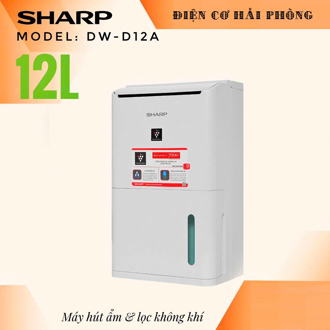 Máy hút ẩm Sharp DW-D12A-W 12L nước (sử dụng dưới 30m )