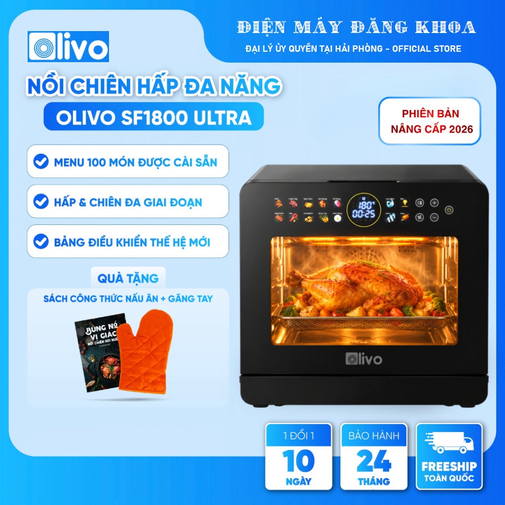 Nồi chiên hơi nước Olivo SF1800 Ultra dung tích 18 lít,