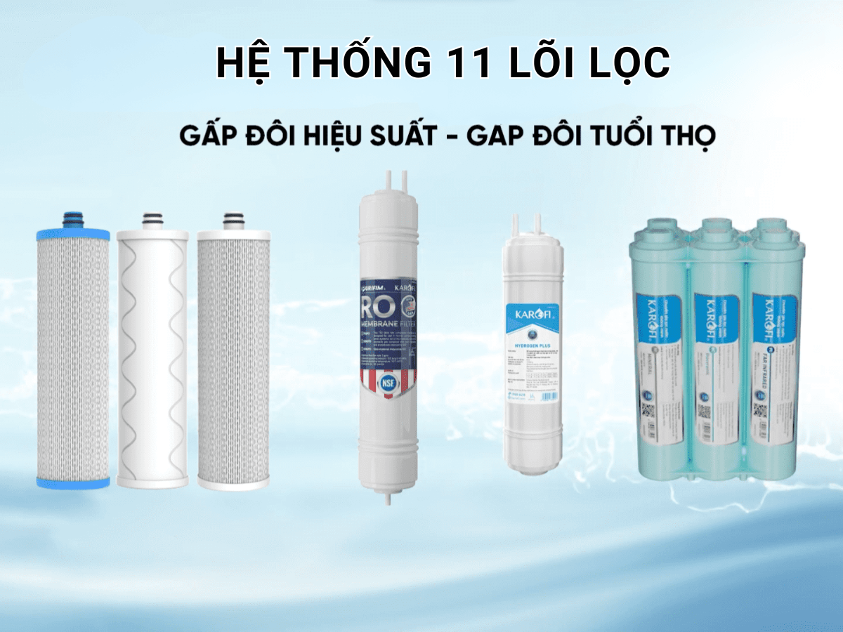 Hệ thống 11 lõi lọc cho hiệu suất lọc tối ưu