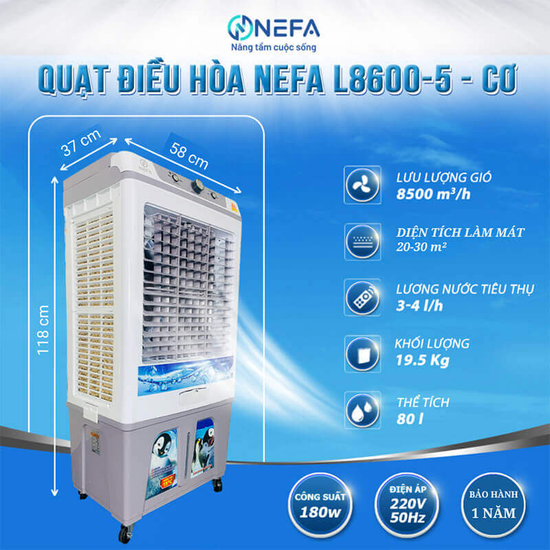 Quạt điều hòa NEFA L8600 180W 80L