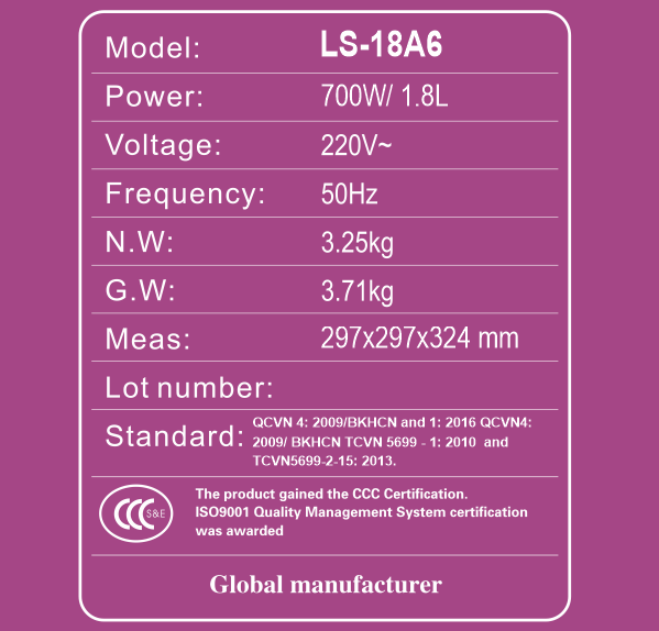 Nồi cơm điện aulux cao cấp LS-18A6