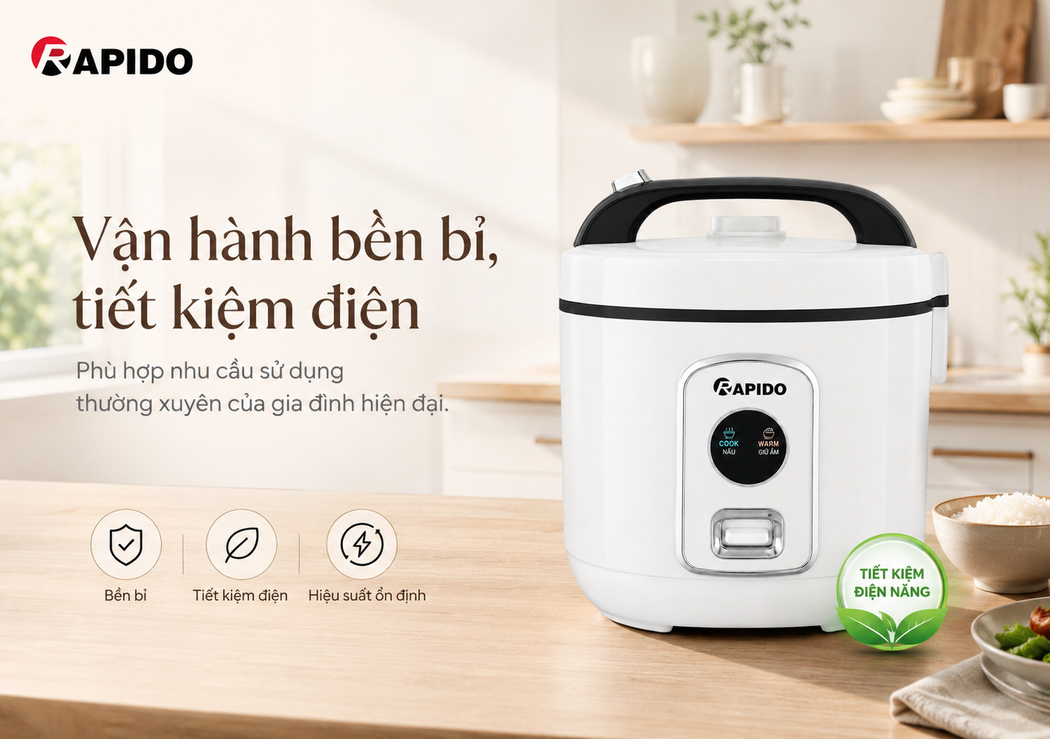 Nồi cơm điện lòng inox 1.8 Lít Rapido RC - 1.8M2S 14 ec350d1b ac25 4ca4 81a3 488be2aaea6a