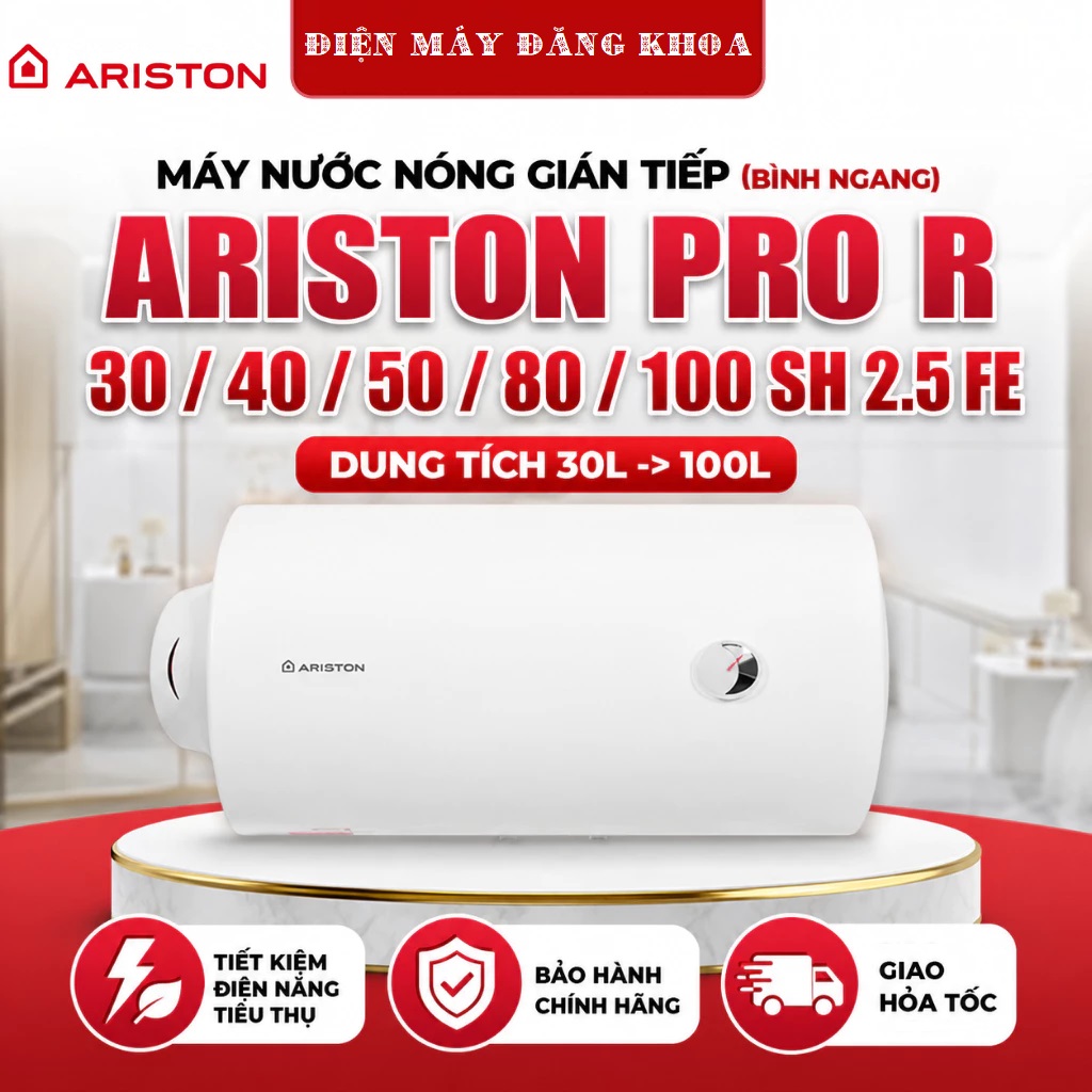 Bình nóng lạnh 50L Ariston Pro R 50 SH 2.5 FE Bình ngang
